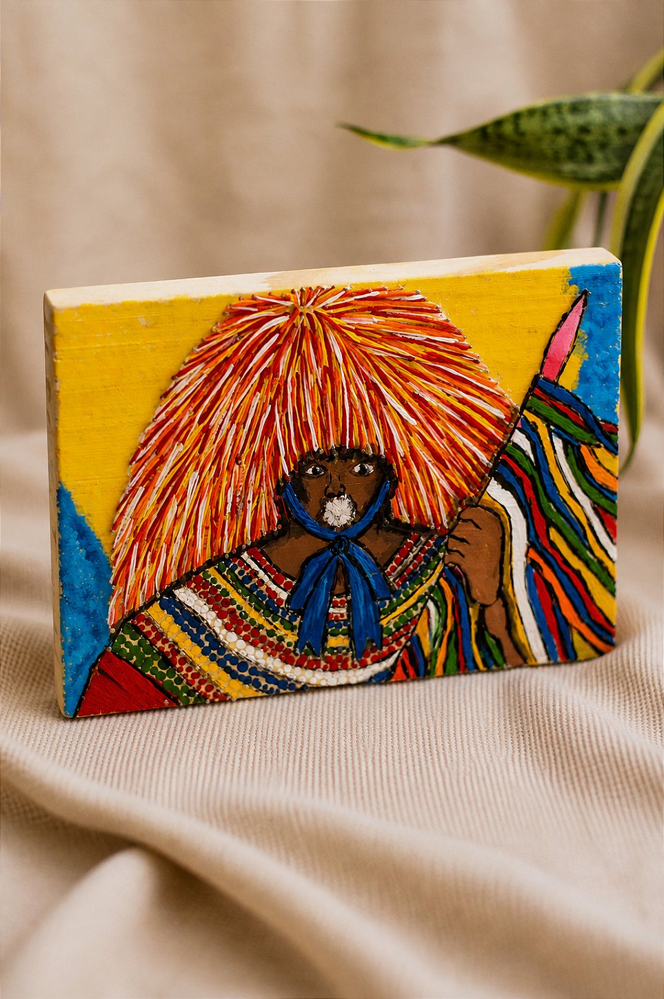 Quadro Caboclo de Lança Pintado à Mão