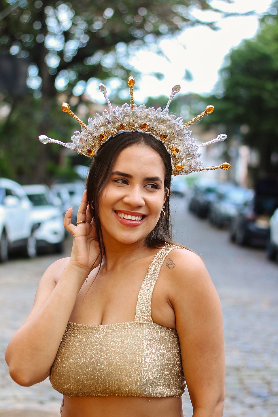Adereço de Cabeça Áurea – Dupla Face