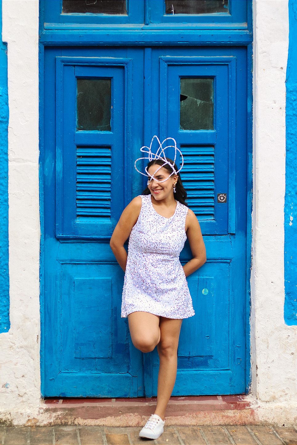 Vestido Suede com Paetê Branco