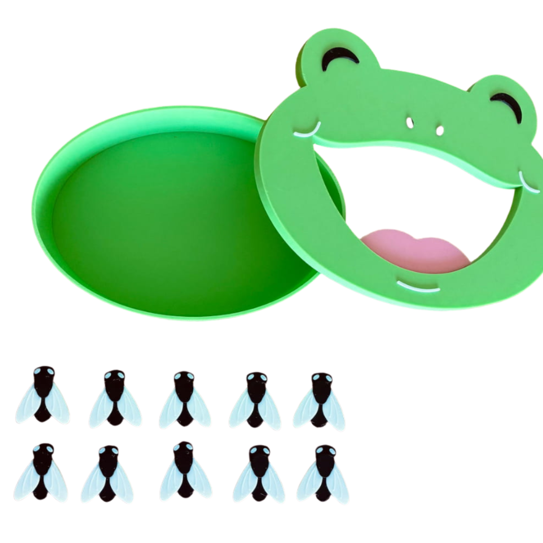 Sapinho Interativo Educativo com Pinça e Mosquinhas, Brinquedo Sensorial Infantil
