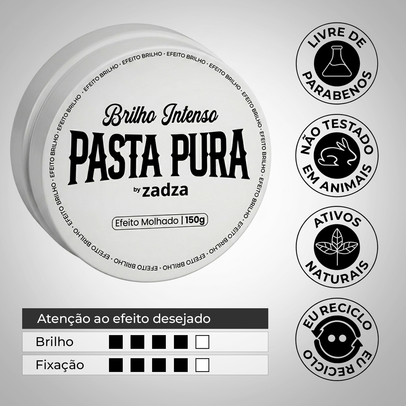 Pomada Modeladora 80g Pasta Pura Brilho Intenso by Zadza