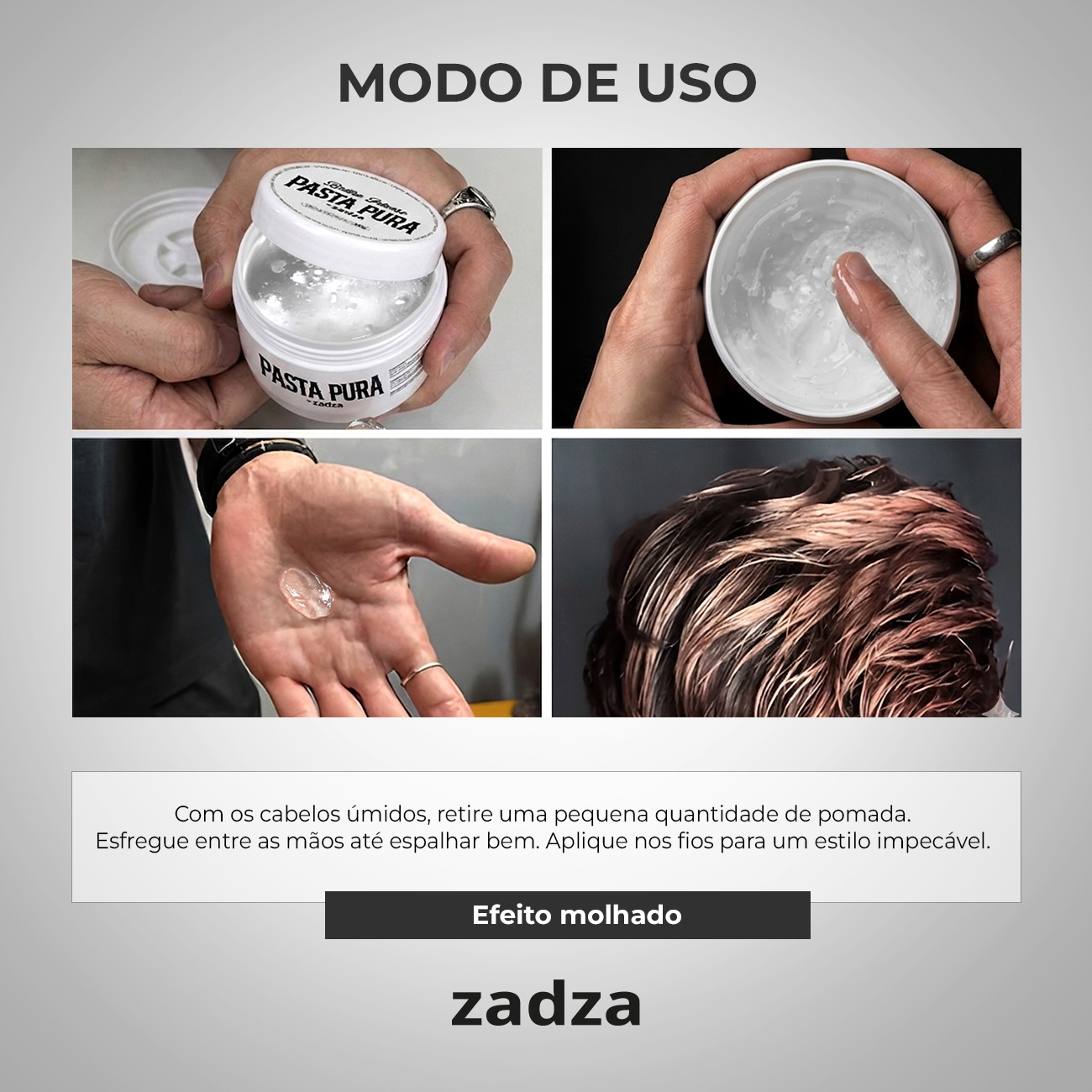 Pomada Modeladora 80g Pasta Pura Brilho Intenso by Zadza