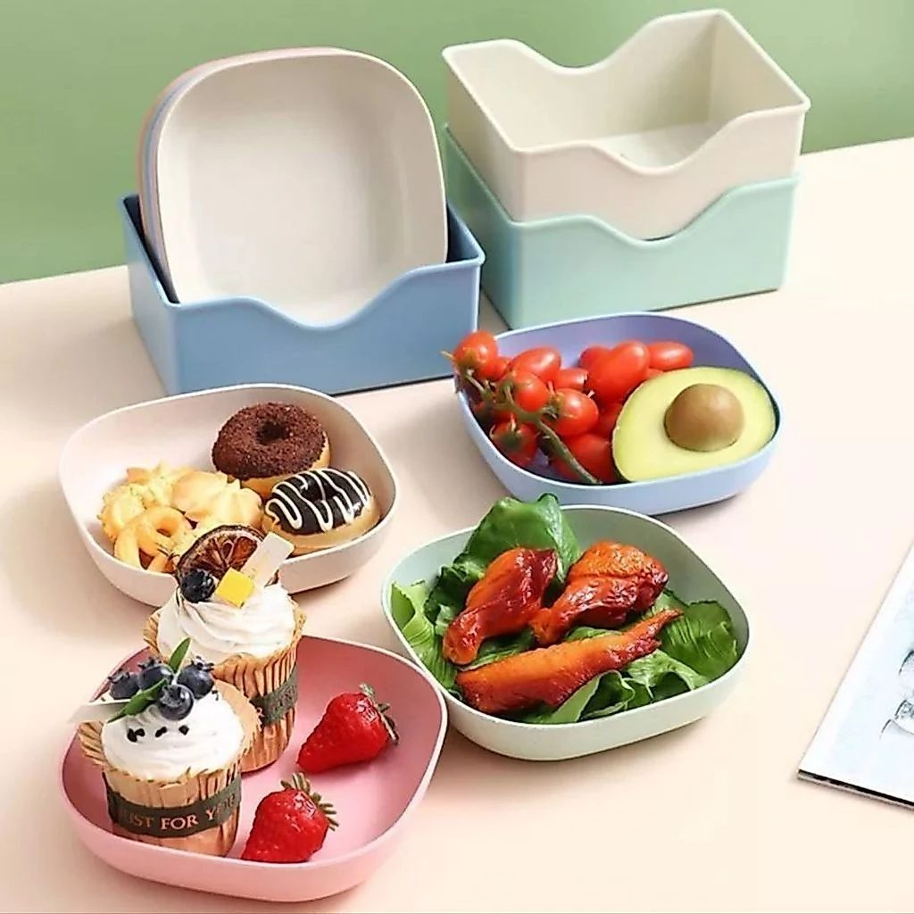 Kit 10 Pratos Plásticos Reutilizáveis com Suporte