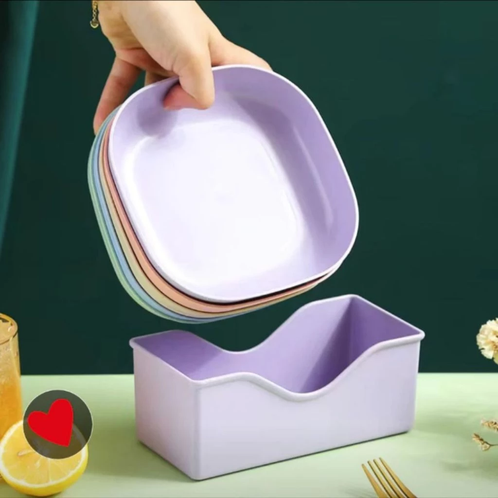 Kit 10 Pratos Plásticos Reutilizáveis com Suporte