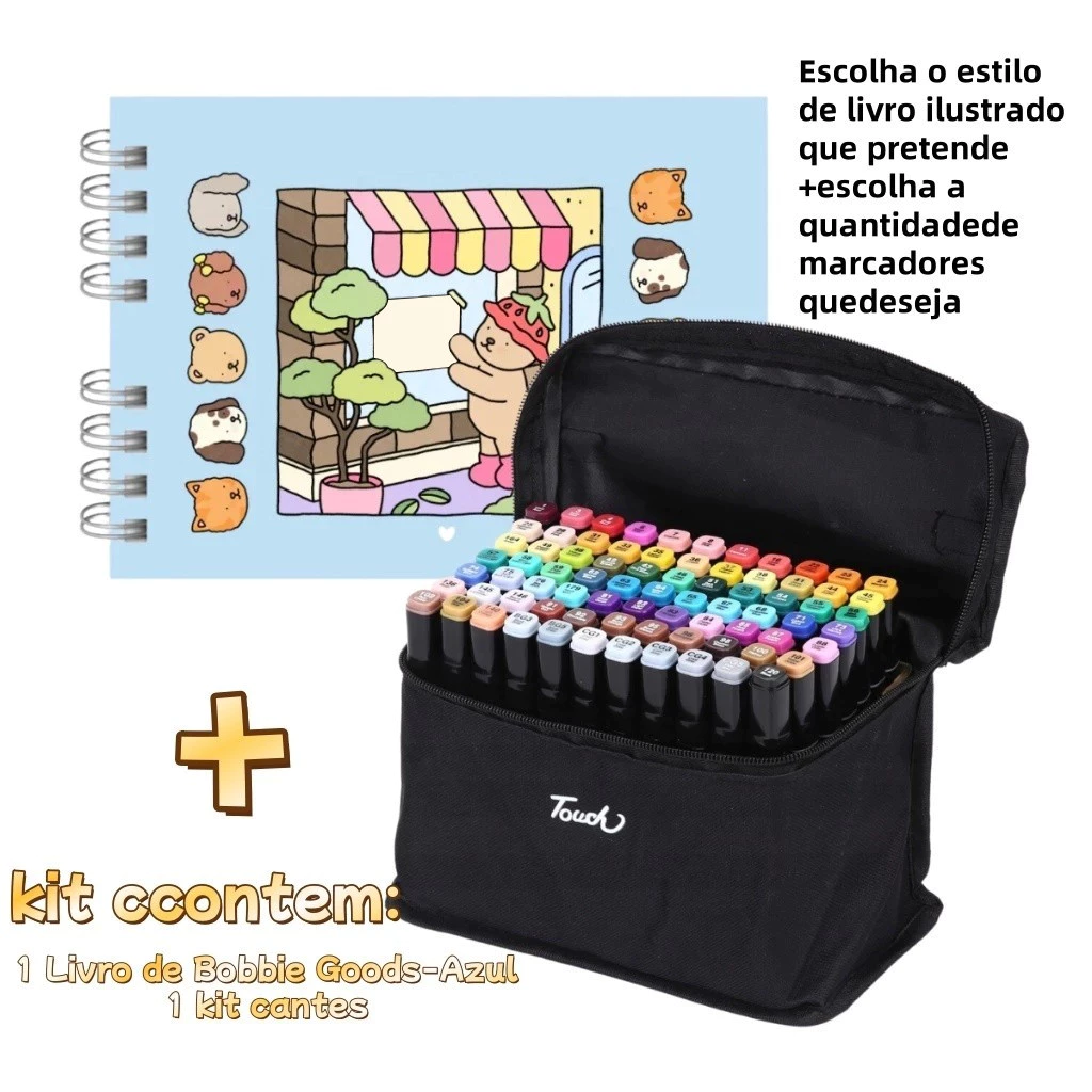 Kit Pintura Infantil 50 Páginas + Canetas 80 Cores
