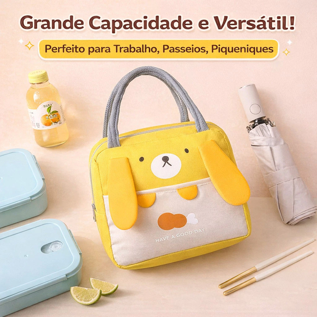 Bolsa Lancheira Térmica Porta Marmita com Orelhinhas