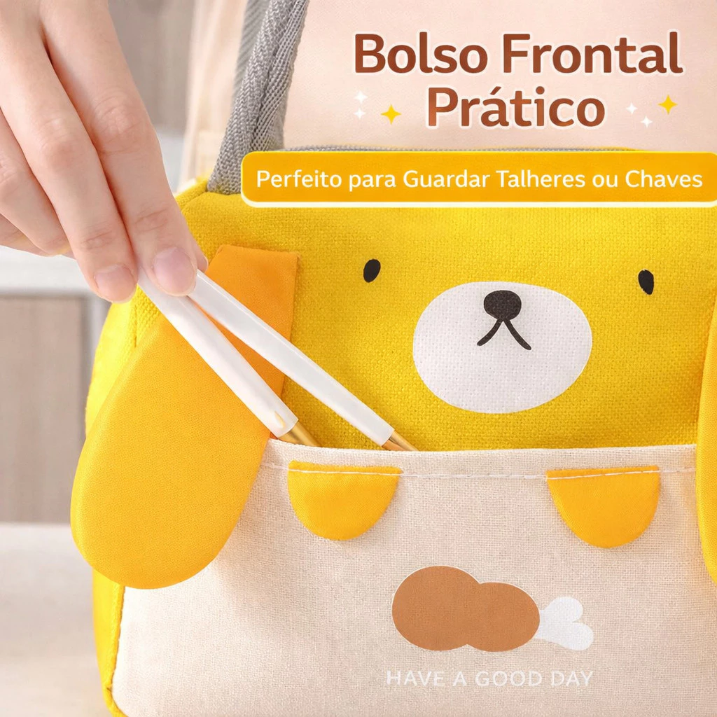 Bolsa Lancheira Térmica Porta Marmita com Orelhinhas