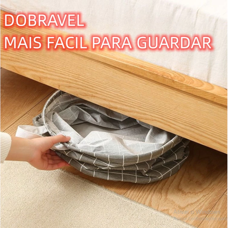 Cesto de Roupa Dobrável Linho Organizador
