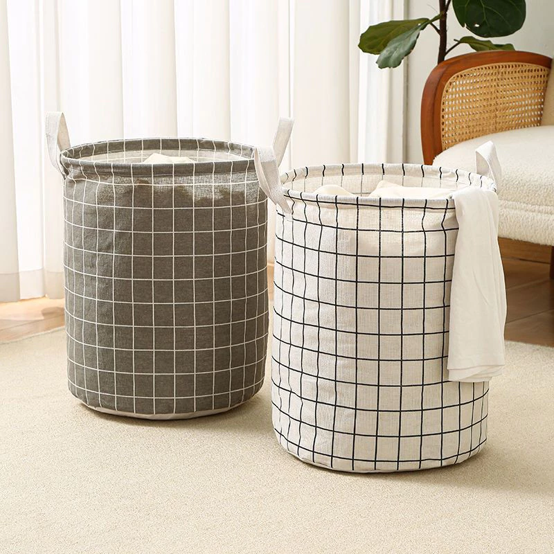 Cesto de Roupa Dobrável Linho Organizador