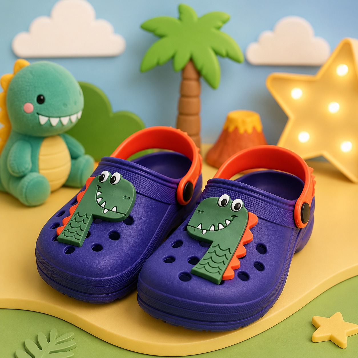 Babuche StarPink Dinossauro Azul Marinho
