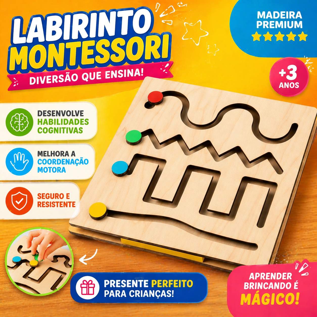 Painel Psicomotor Educativo em MDF