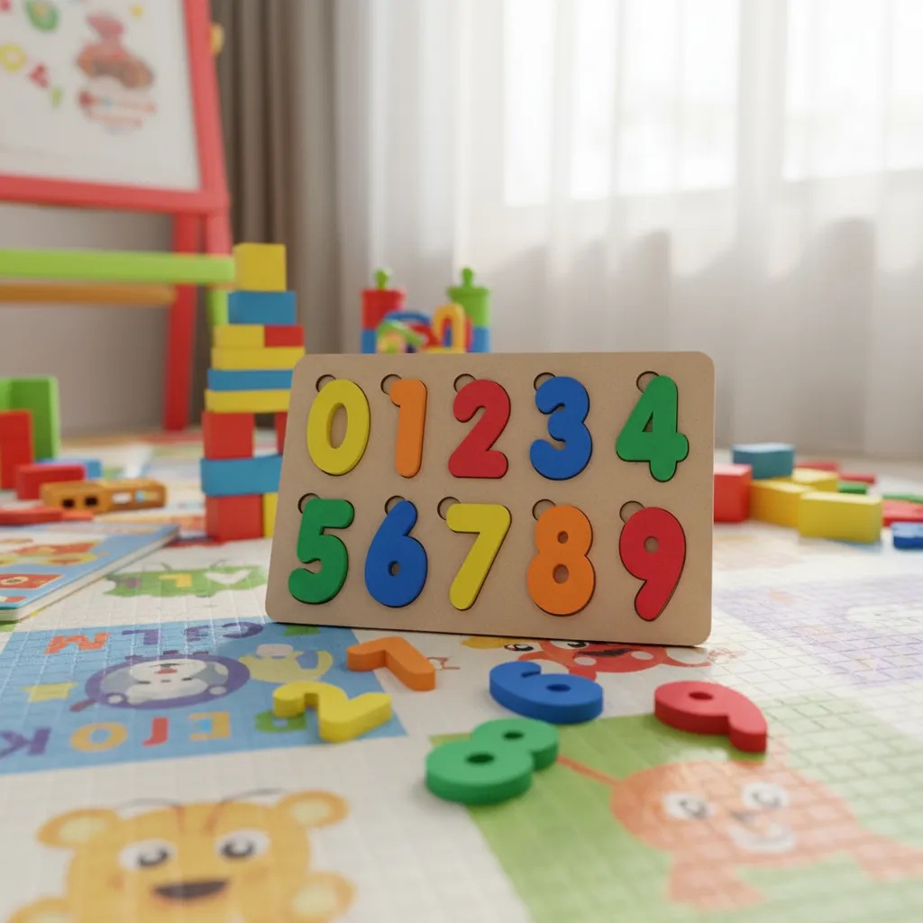 Tabuleiro Numerais base e 10 números em Madeira e EVA Pedaógico Educativo