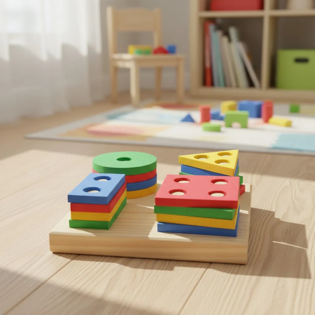 Formas Geométricas Brinquedo Educativo Infantil em Madeira e EVA Pedagógico