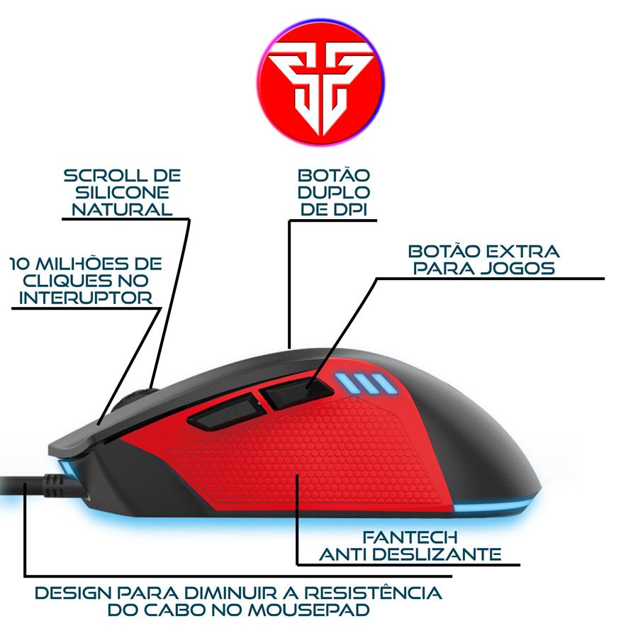 Mouse para Jogos Macro RGB Fantech Phantom X15 7 Botôes