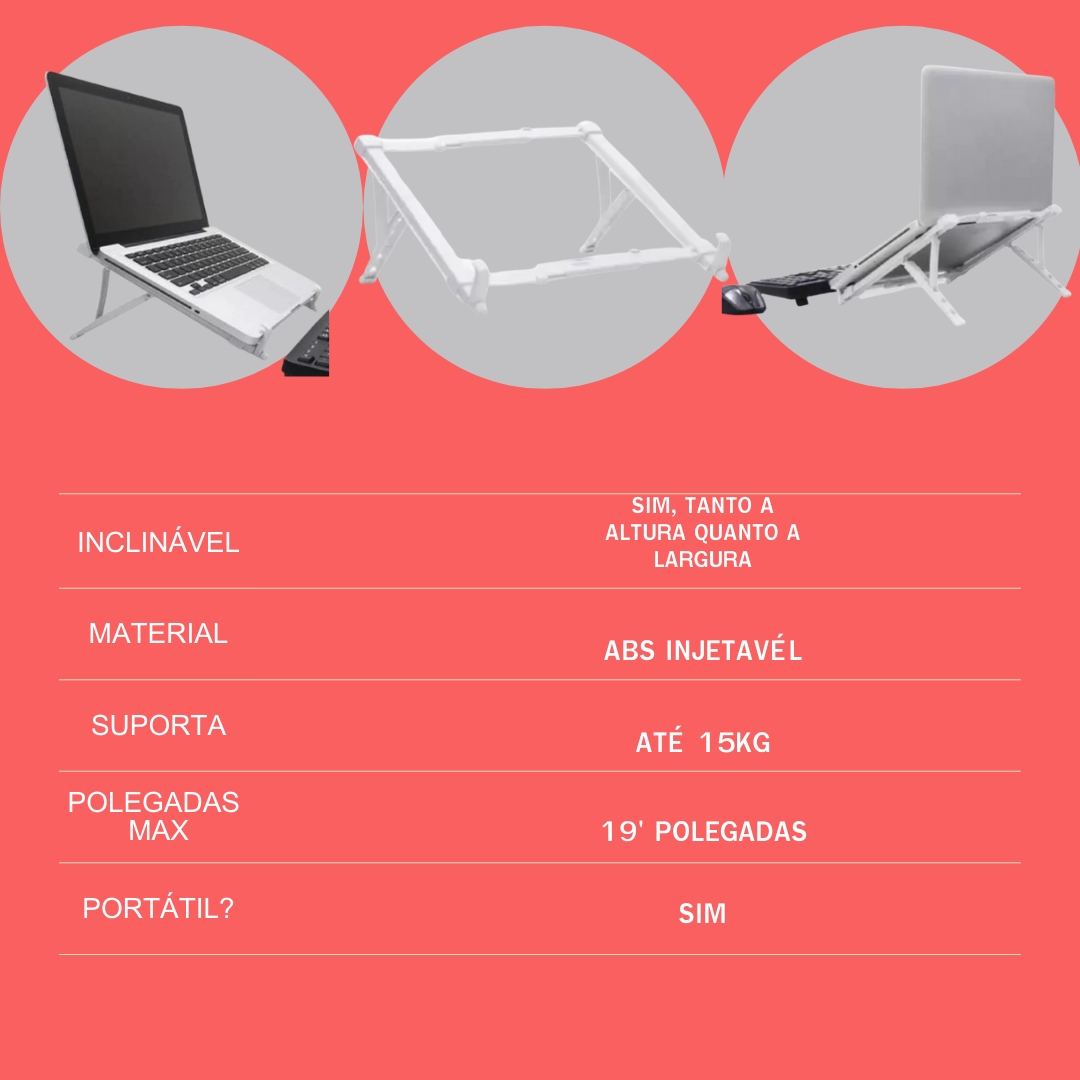 Suporte de Notebook Reliza Branco 6 regulagens