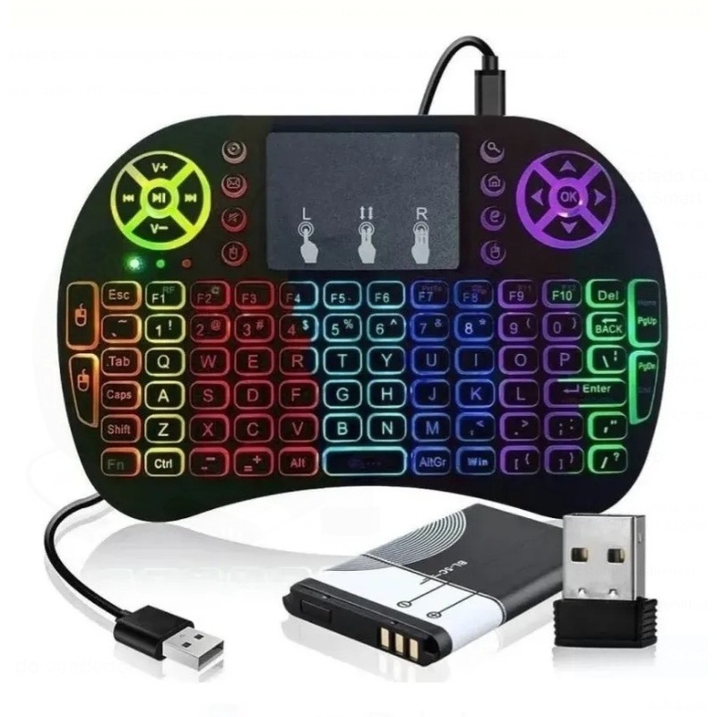 Mini Teclado Iluminado Controle Sem Fio MarisaStore