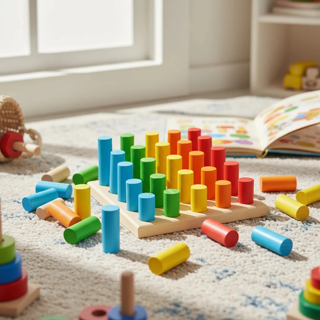 Pinos de Encaixe Brinquedo Educativo Infantil em Madeira Pedagógico