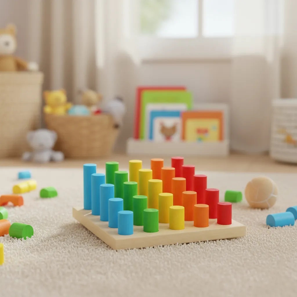 Pinos de Encaixe Brinquedo Educativo Infantil em Madeira Pedagógico