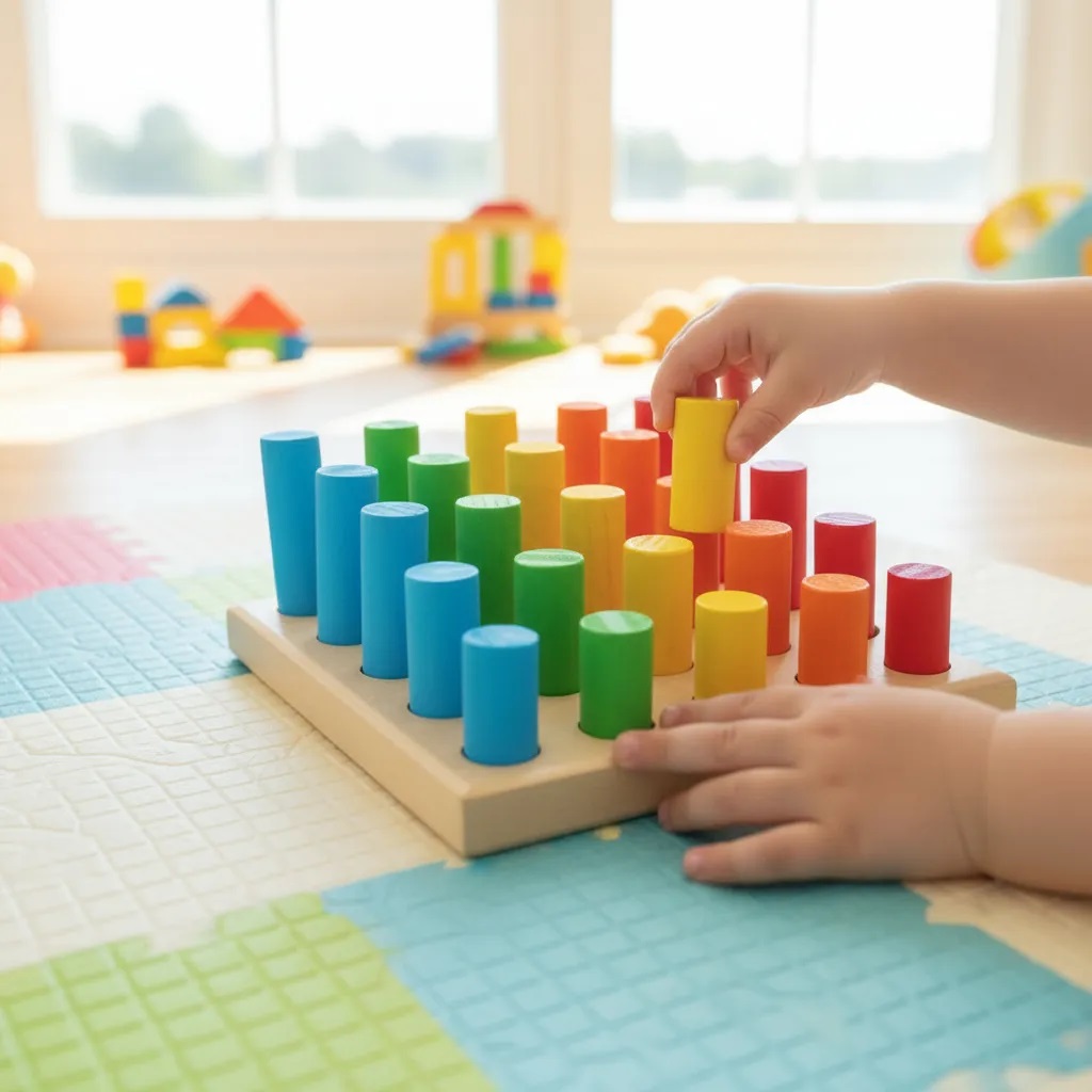 Pinos de Encaixe Brinquedo Educativo Infantil em Madeira Pedagógico