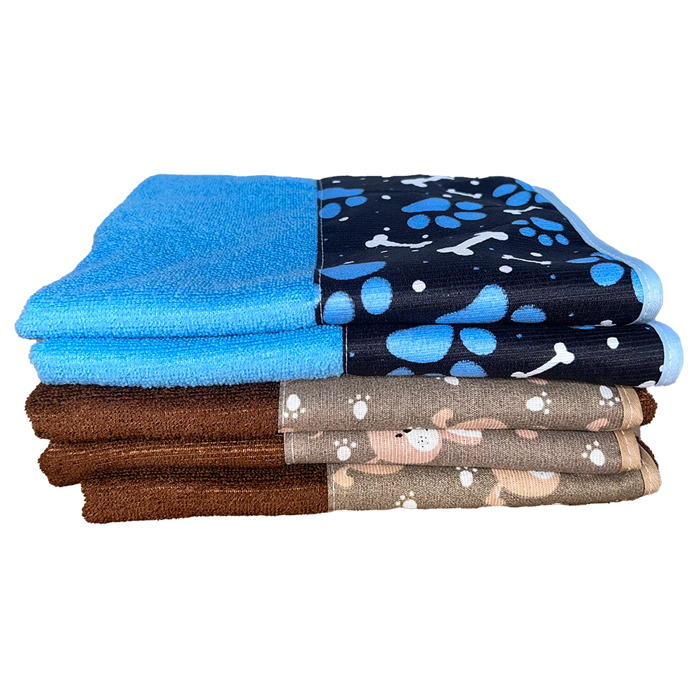Kit 05 pçs Toalha Splash Pet Cor:3 Marrom + 2 Azul