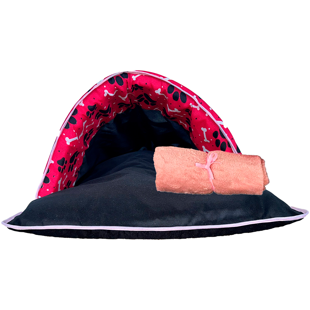 Kit Saco de Dormir Pet Impermeável Téo 02 pçs Cor:Pink com manta rosa
