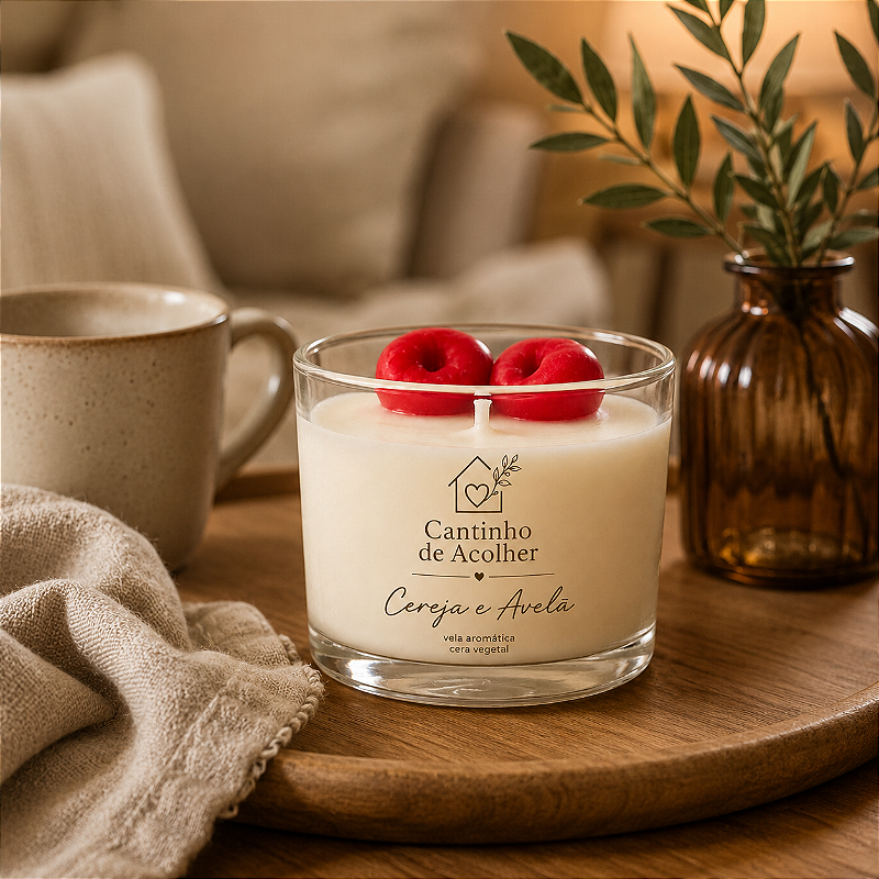 Cereja & Avelã | Vela Aromática Artesanal 120g Cantinho de Acolher Criandê