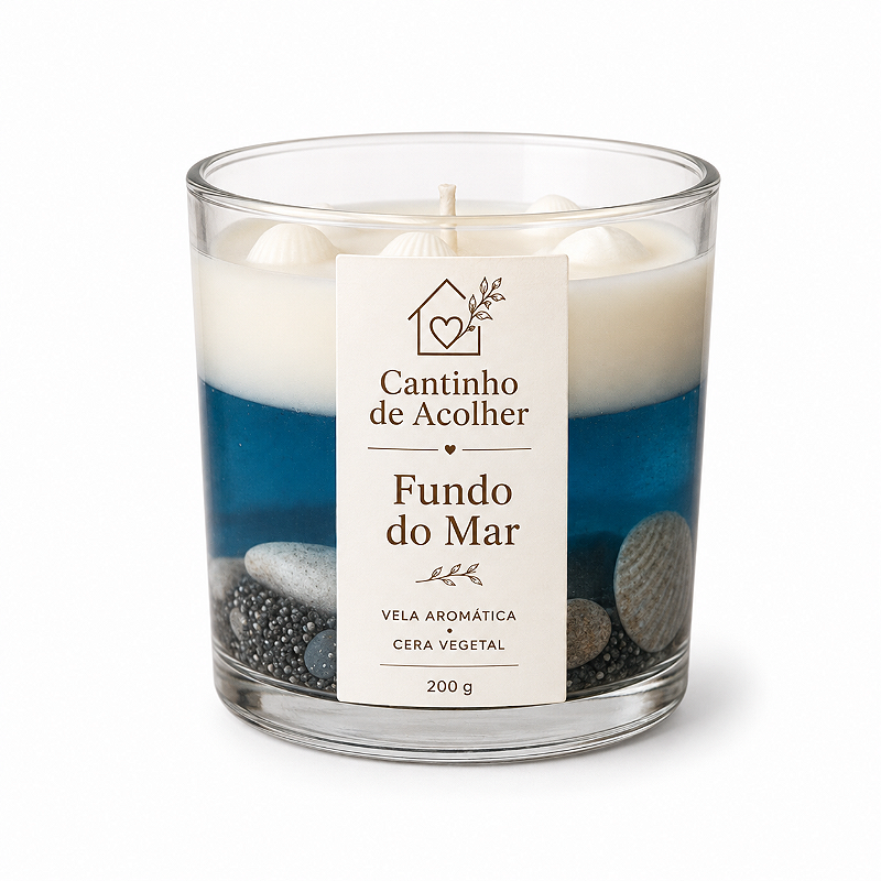 Fundo do Mar | Vela Aromática em Gel 200g com Detalhes Marinhos Cantinho de Acolher Criandê
