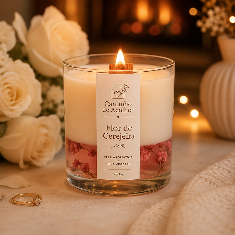 Flor de Cerejeira | Vela Aromática em Gel Translúcido 200g Cantinho de Acolher Criandê