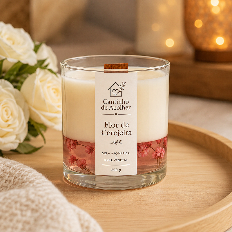 Flor de Cerejeira | Vela Aromática em Gel Translúcido 200g Cantinho de Acolher Criandê
