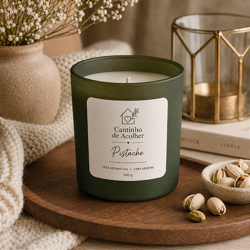 Pistache | Vela Aromática Artesanal 200g Cantinho de Acolher - Criandê