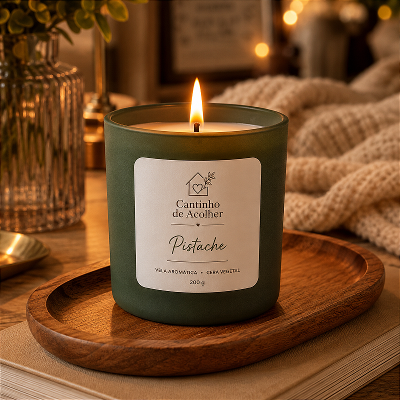 Pistache | Vela Aromática Artesanal 200g Cantinho de Acolher - Criandê