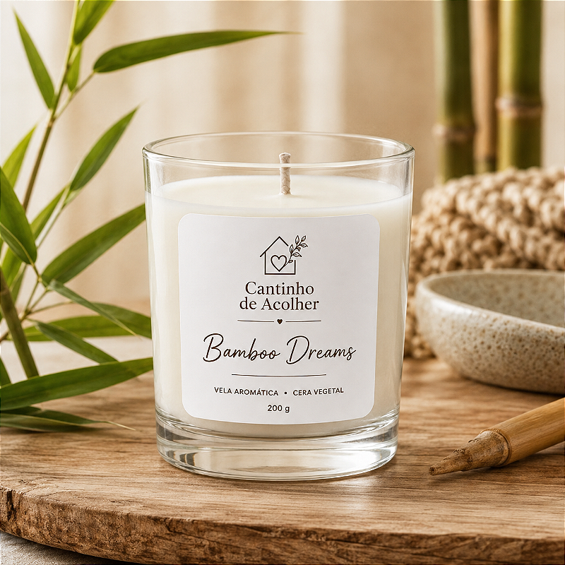 Bamboo Dreams: Vela Aromática de Coco 200g - Cantinho de Acolher Criandê