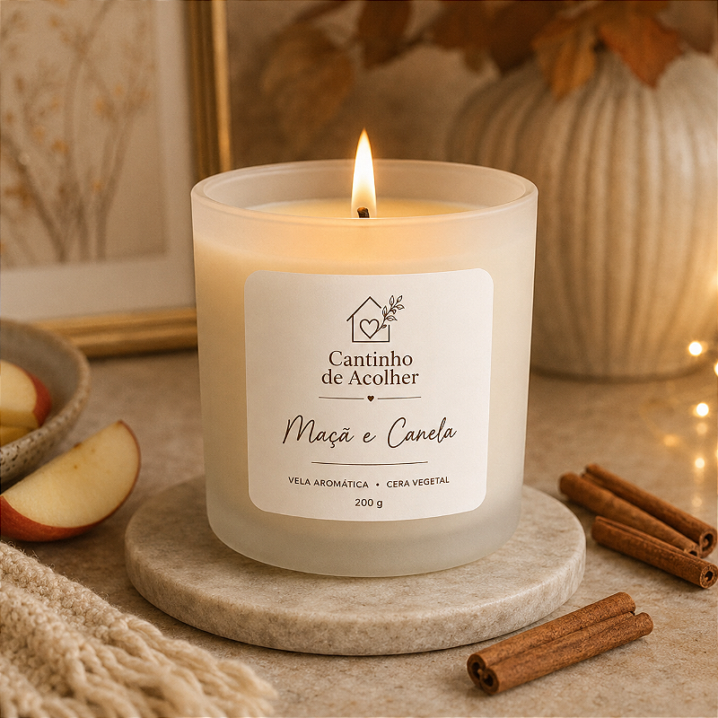 Maçã & Canela | Vela Aromática 200g Cantinho de Acolher Criandê