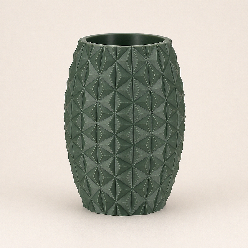 Criandê Vaso Prisma | Facetado em Triângulos, Silhueta Barril