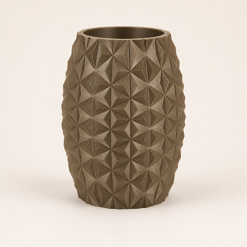 Criandê Vaso Prisma | Facetado em Triângulos, Silhueta Barril