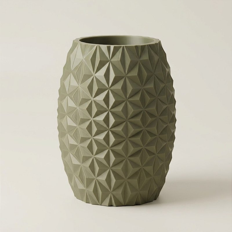 Criandê Vaso Prisma | Facetado em Triângulos, Silhueta Barril