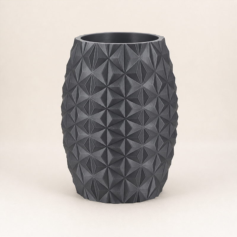Criandê Vaso Prisma | Facetado em Triângulos, Silhueta Barril