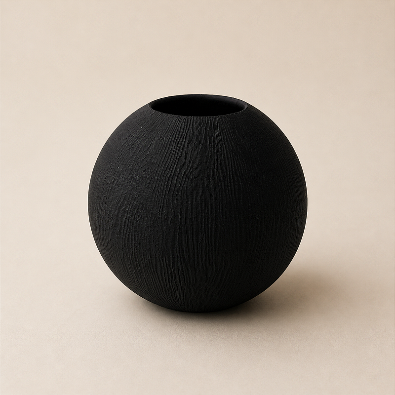 Criandê Vaso Esfera | Entalhe Profundo com Efeito Madeira