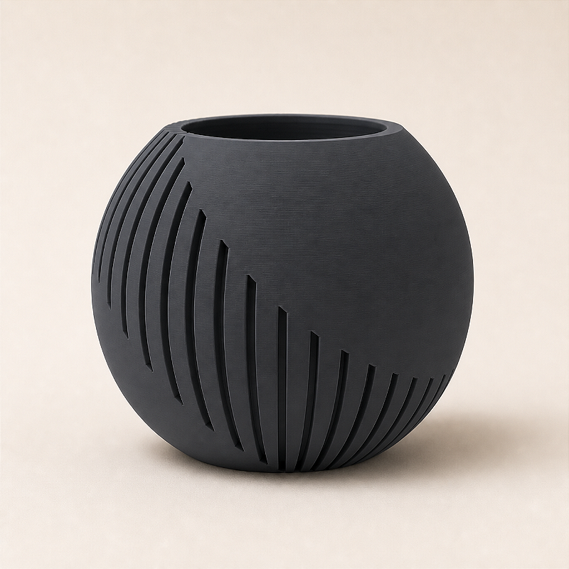 Criandê | Vaso Japandi Esférico com Corte Diagonal