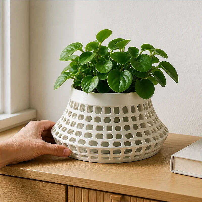 Karen | Vaso Baixo com Malha Voronoi Criandê
