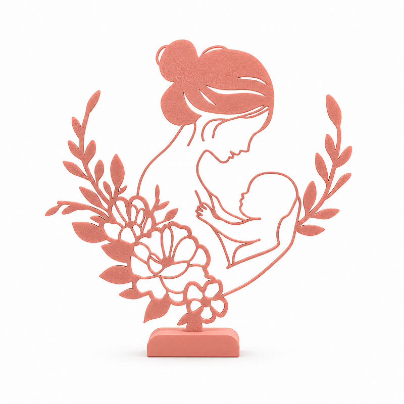 Criandê | Escultura Vazada Mãe e Bebê Entre Flores
