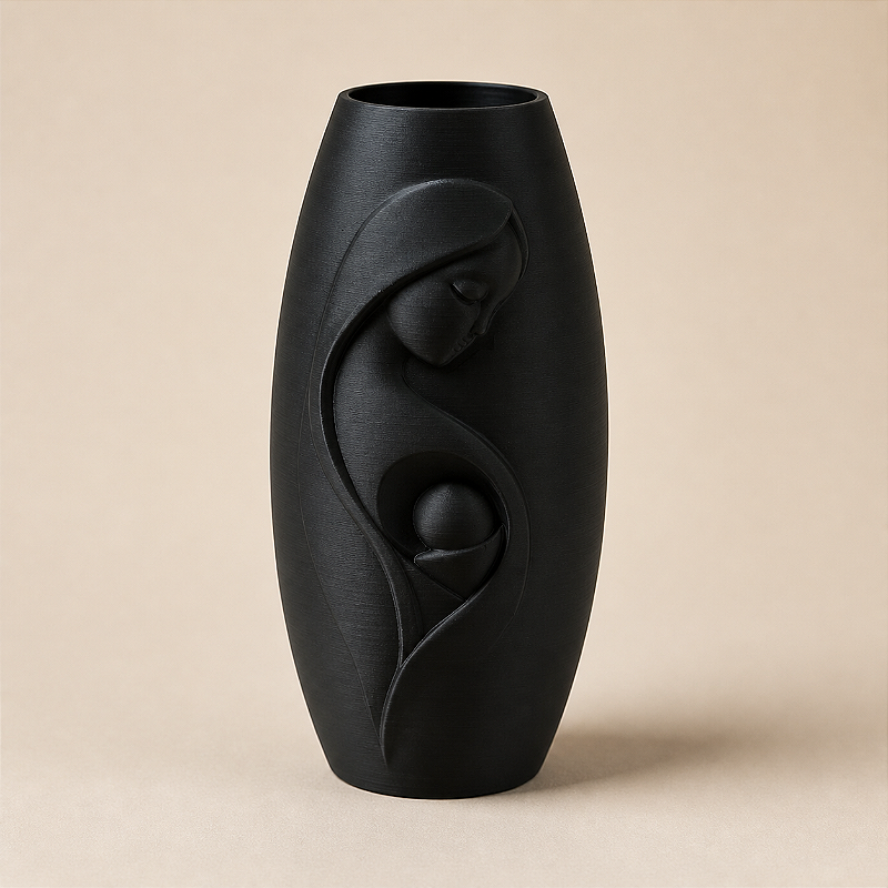 Vaso Decorativo Criandê com Relevo de Mãe e Filho para Dia das Mães