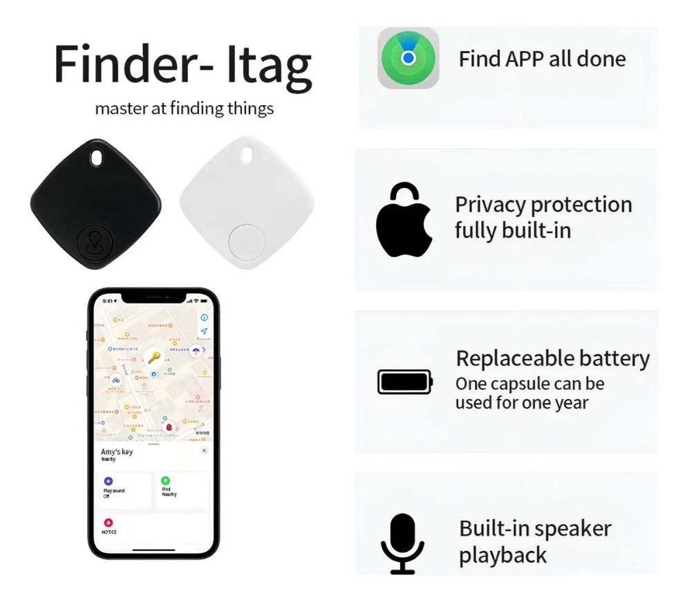 Smart Tag Localizador GPS Branco Compatível iPhone Apple