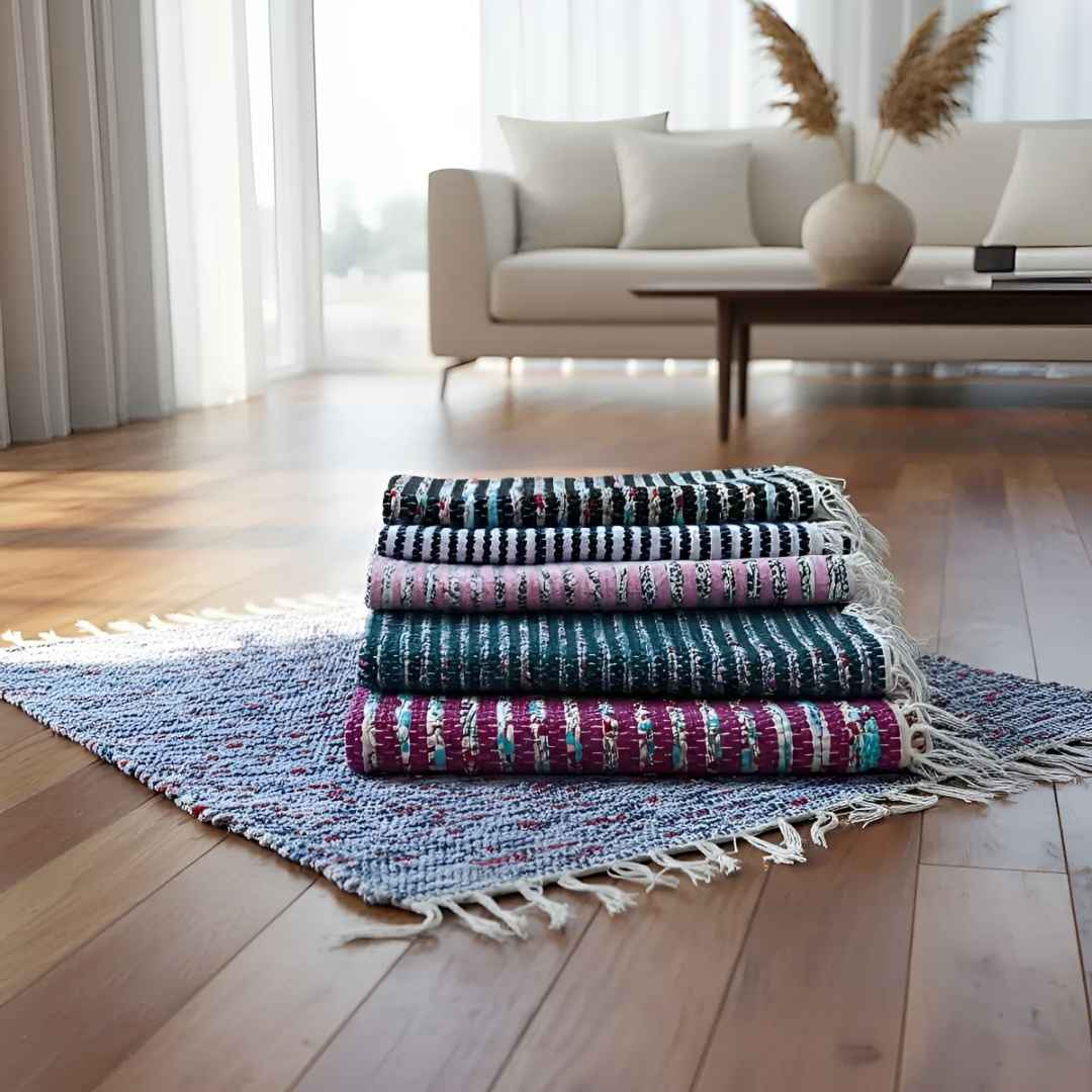 Tapete Artesanal Zebrinha 45x80 cm – KIT 5 unidades (Cores Sortidas)