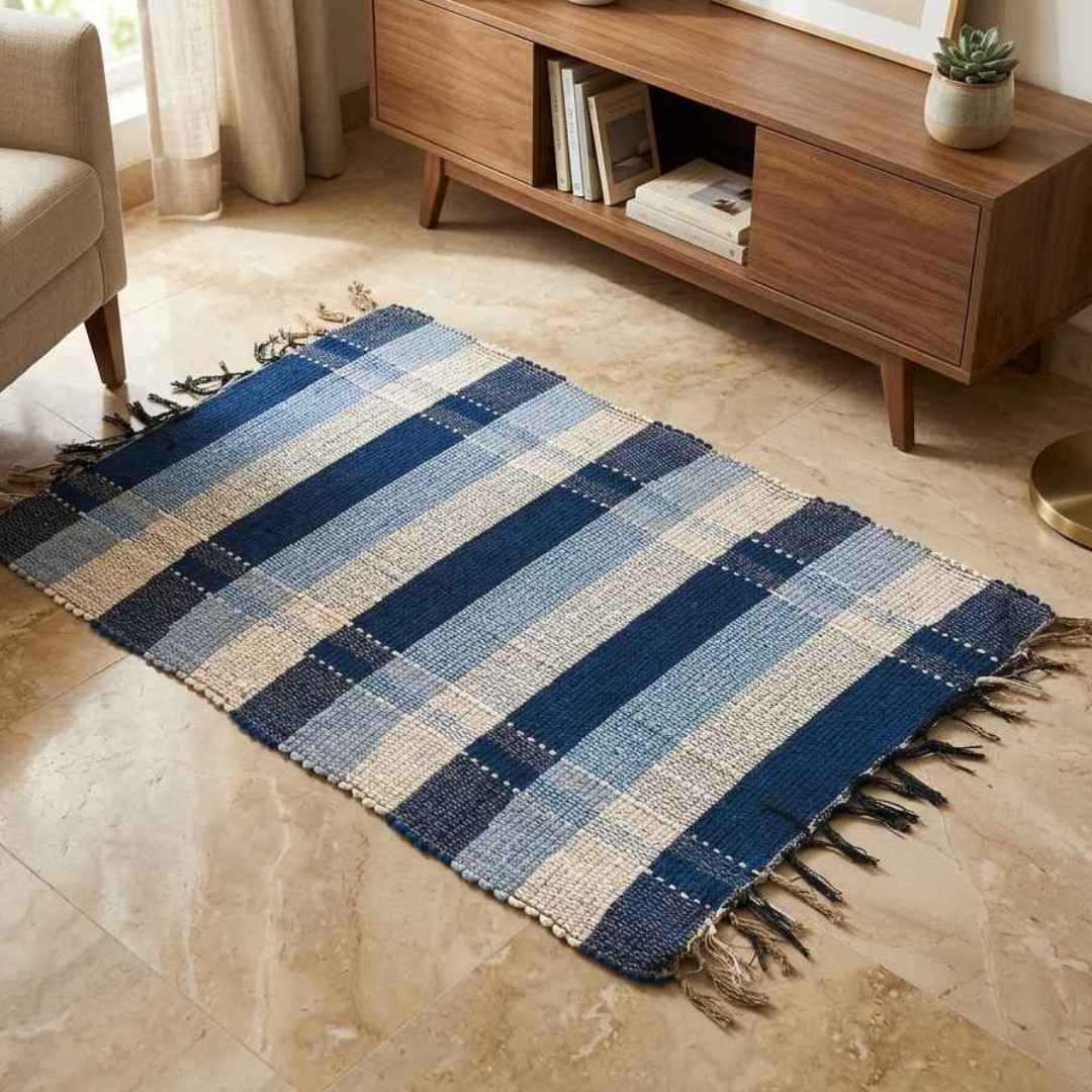 Tapete Artesanal Xadrez 50x80 cm – KIT 4 unidades (Cores Sortidas)