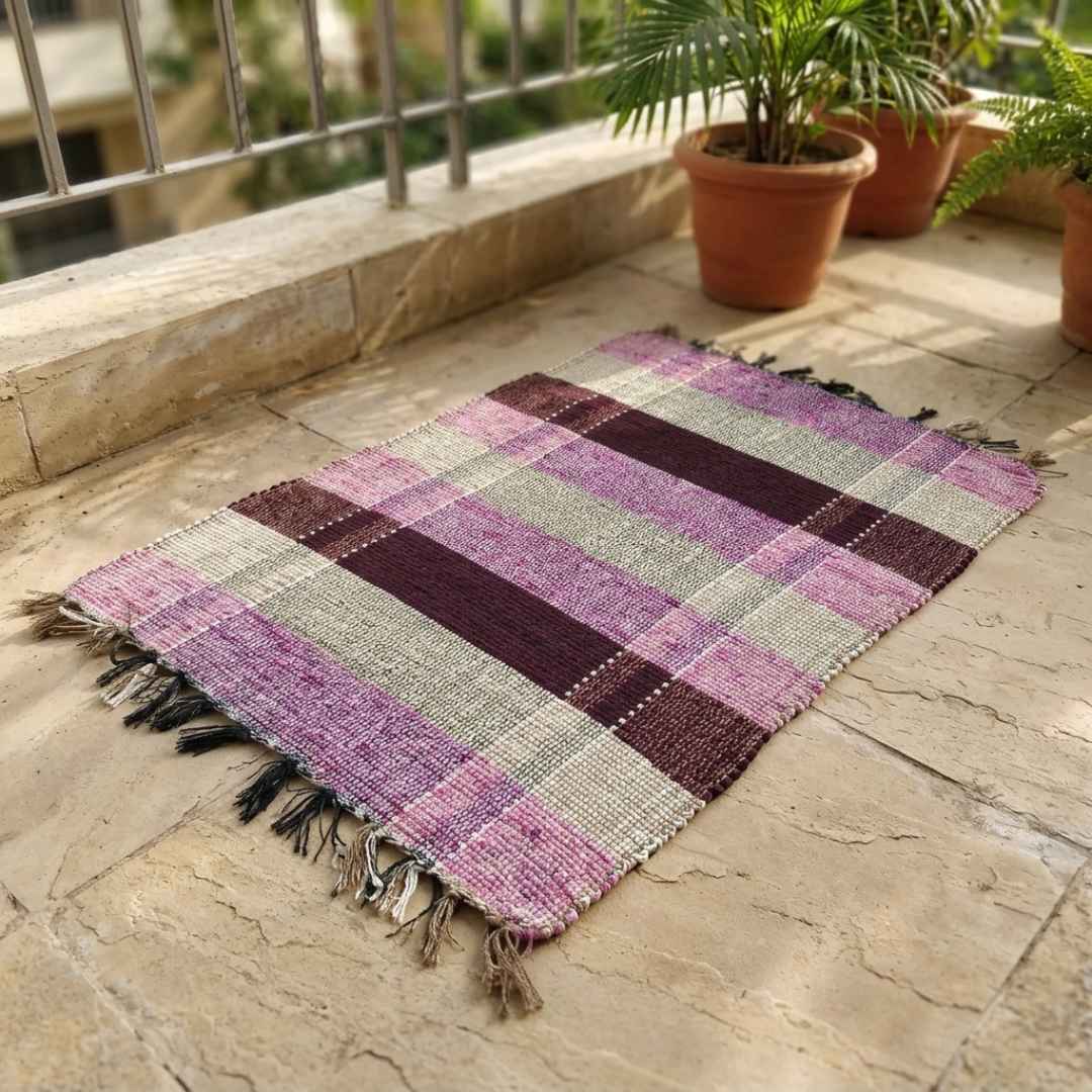 Tapete Artesanal Xadrez 50x80 cm – KIT 4 unidades (Cores Sortidas)