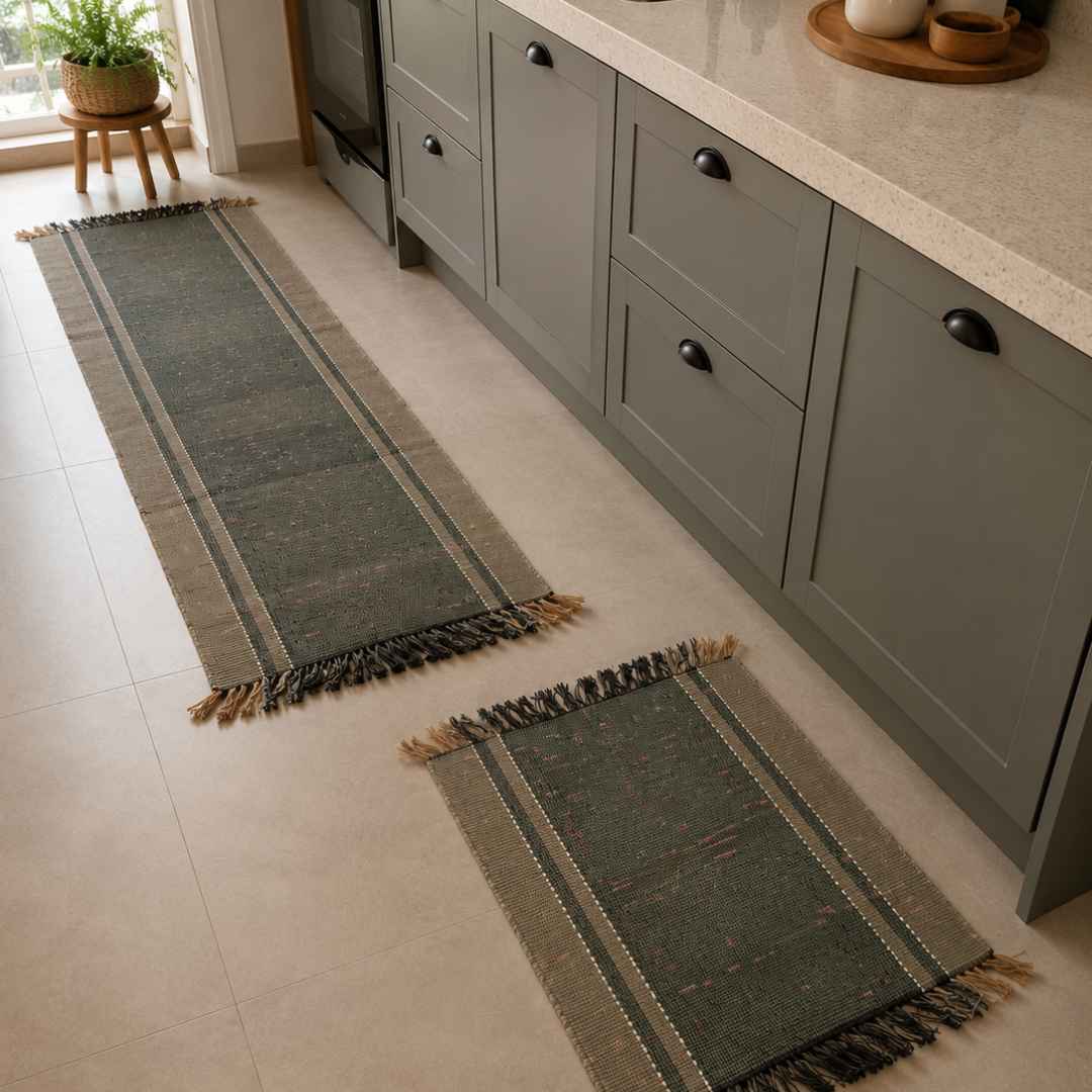 Jogo de Tapetes para Cozinha | 3 Peças com Passadeira 50x160 cm
