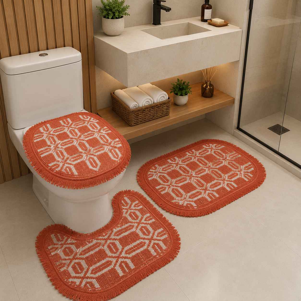 Kit de Banheiro 3 Peças em Algodão – Cores Sortidas