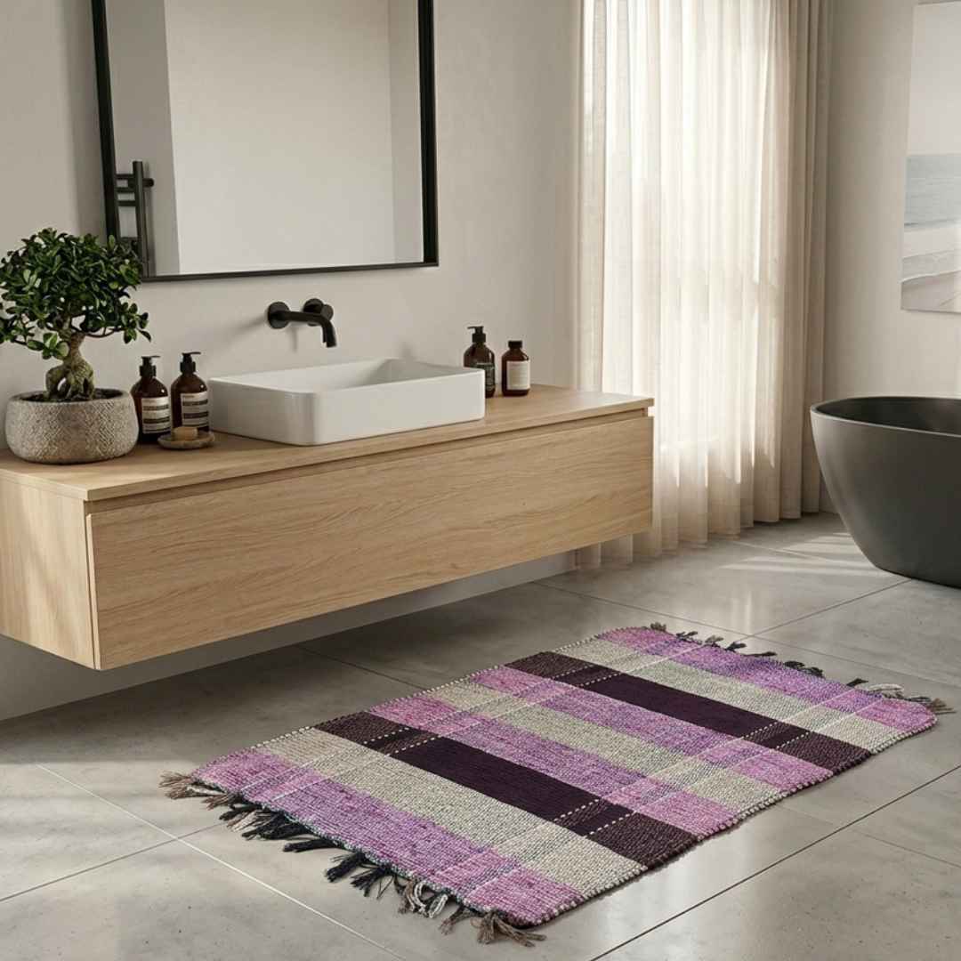 Tapete Artesanal Xadrez Mini 40x60 cm – kIT 2 unidades (Cores Sortidas)