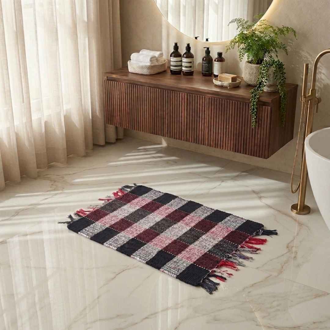 Tapete Artesanal Xadrez Mini 40x60 cm – kIT 2 unidades (Cores Sortidas)